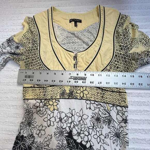 MC Planet Women's Size 6 Mixed Floral Animal Print Henley Top Blouse 3/4 Sleeve - Picture 5 of 7